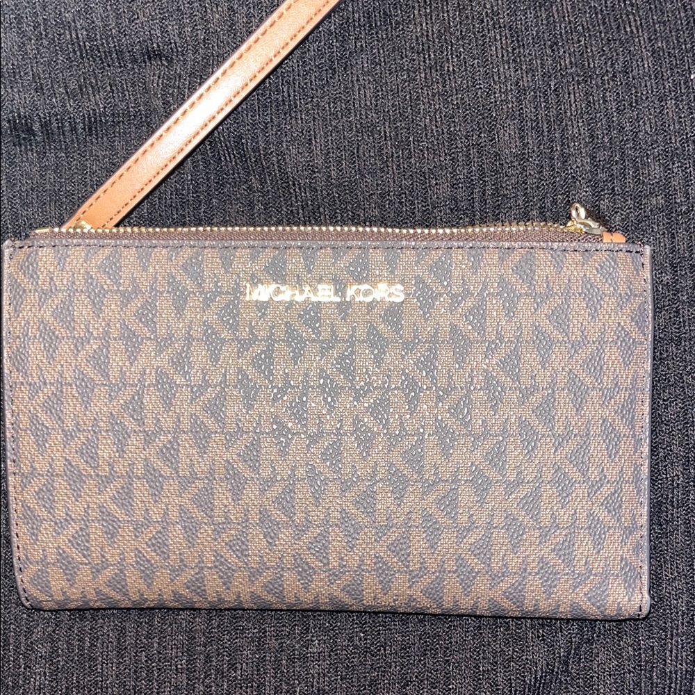 Michael Kors Monogram Brown Wristlet